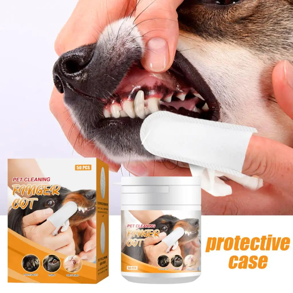 Set mit Zahnreinigungstüchern für Haustiere